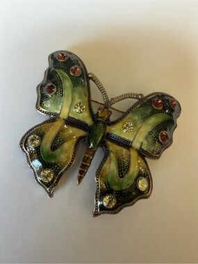 Stunning Vintage-Inspired Enameled Butterfly Brooch